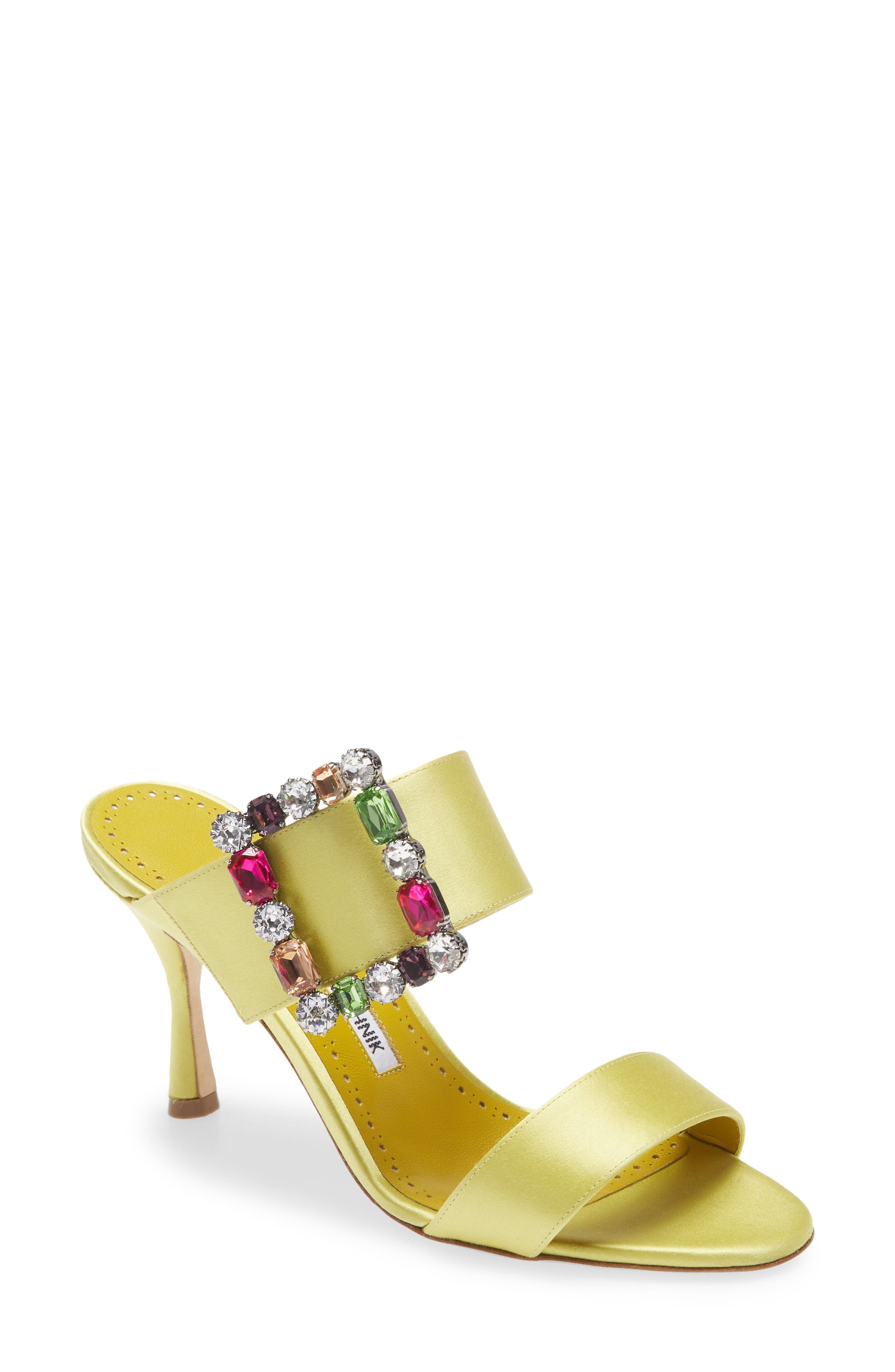 Verda Crystal Buckle Slide Sandal, Main, color, BRIGHT GREEN