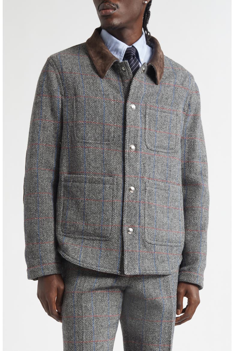 Hunting Tweed Utility Jacket, Main, color, DARK GREY