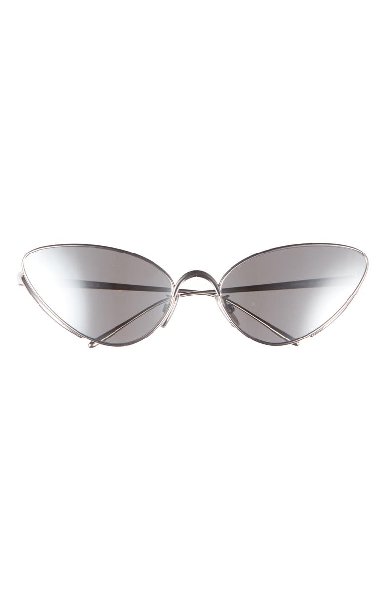 Loewe Signature 58mm Cat Eye Sunglasses, Main, color, Shiny Palladium / Smoke Mirror