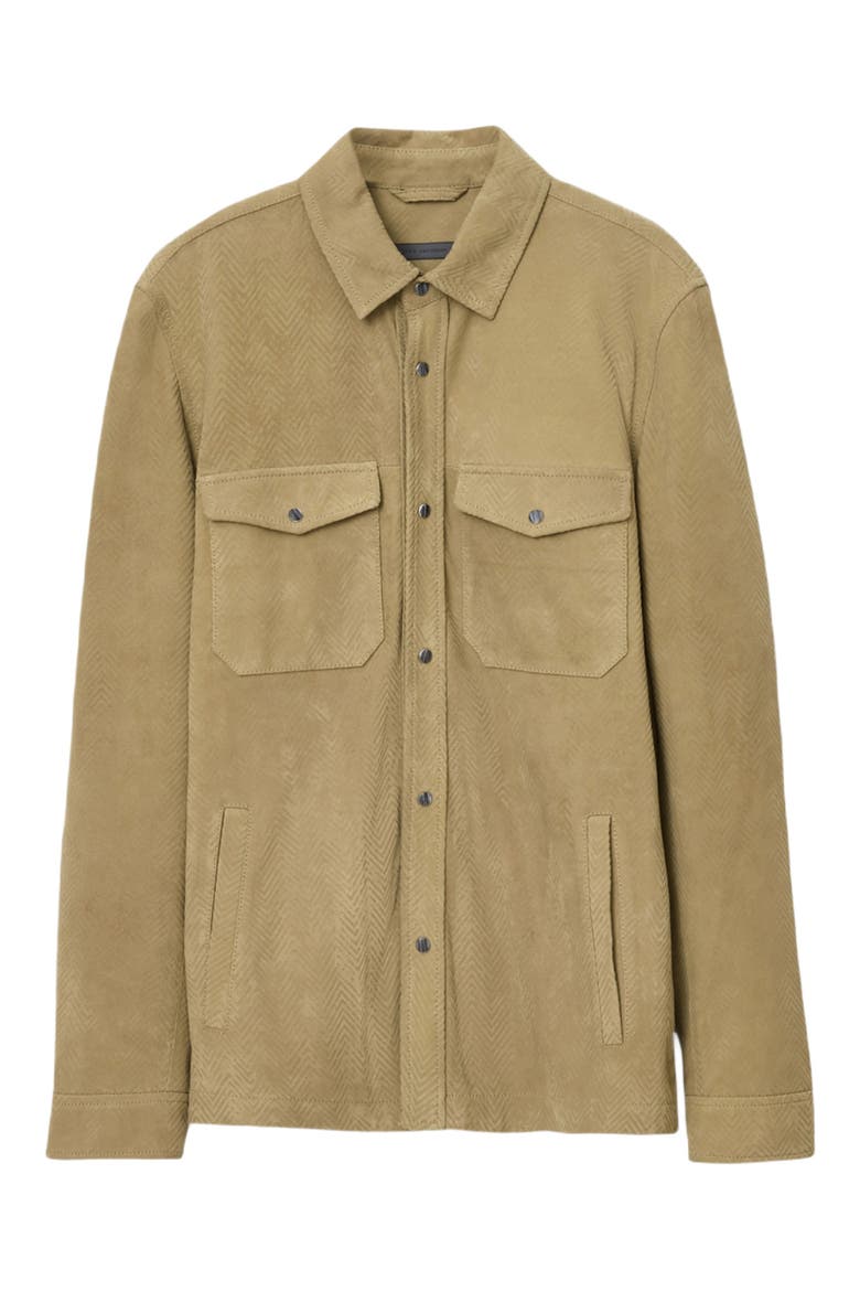 Jonah Herringbone Pattern Leather Overshirt, Alternate, color, DARK TAN
