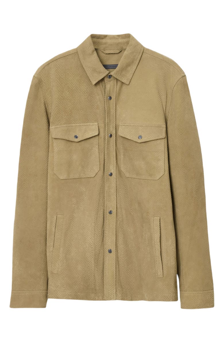 John Varvatos Jonah Herringbone Pattern Leather Overshirt, Alternate, color, Dark Tan