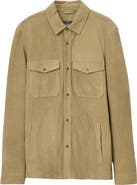 John Varvatos Jonah Herringbone Pattern Leather Overshirt