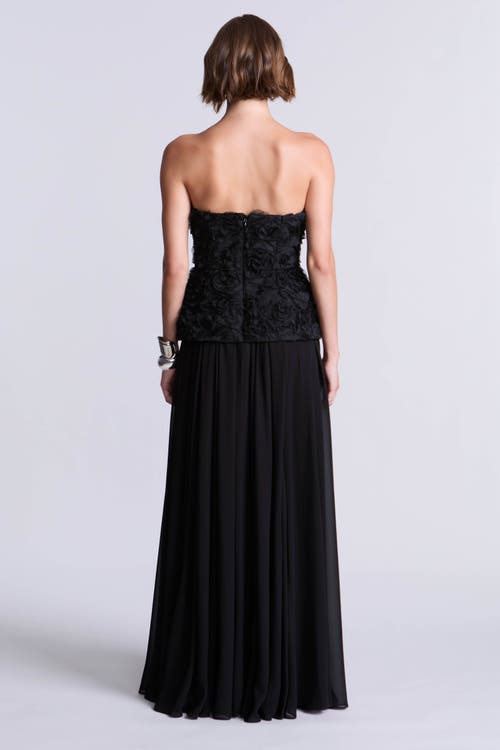 Bcbg 3d Floral Gown In Black