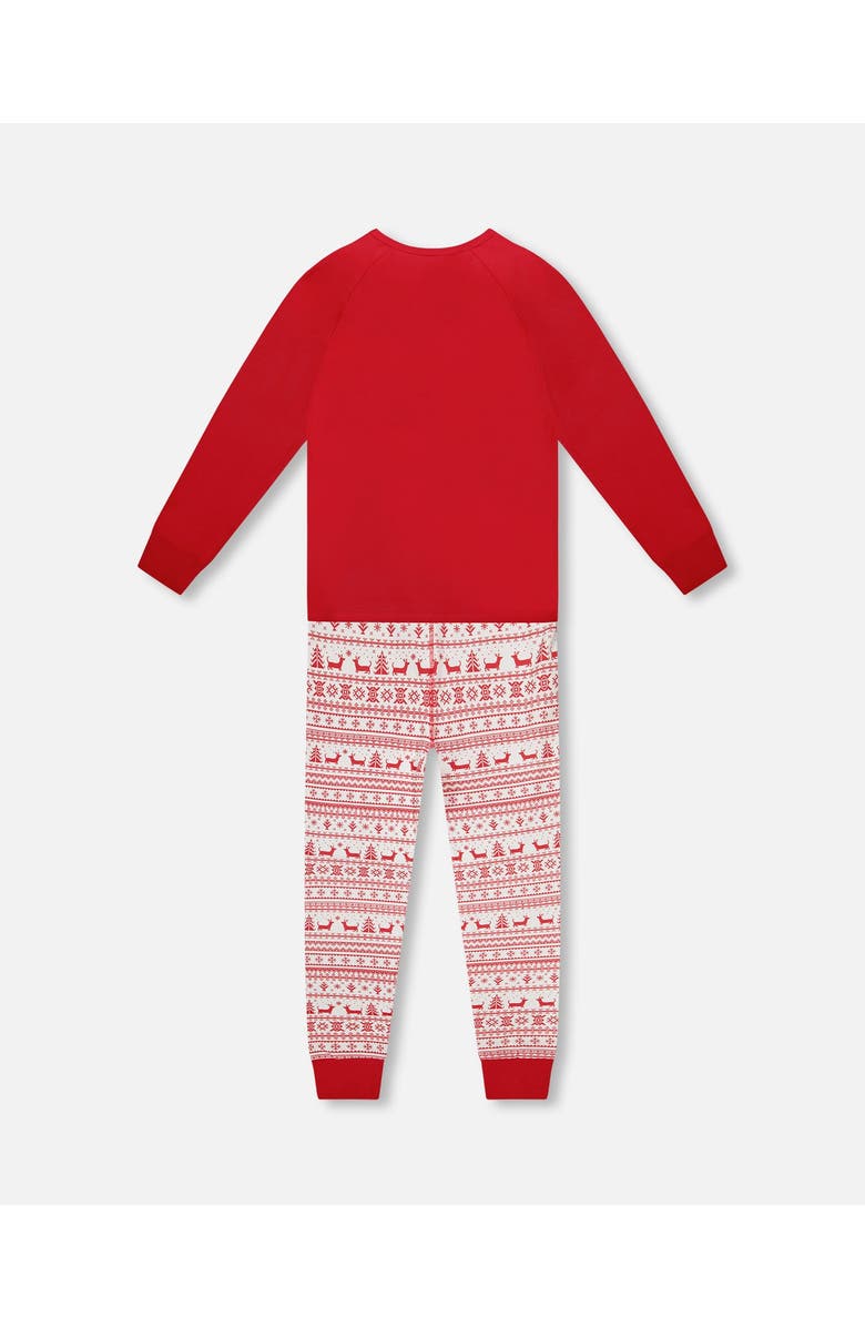 Deux par Deux Adult Men Organic Cotton Two-Piece Pajama Set, Alternate, color, Red And White Fairisle