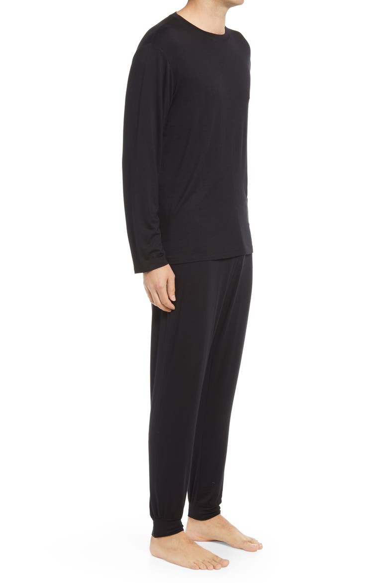 Moonlight Easy Pajamas, Alternate, color, BLACK