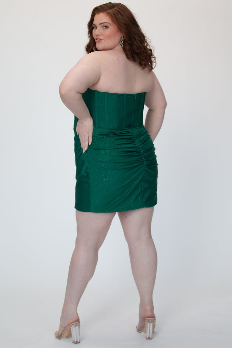 Plus Size Strapless Corset Mini Dress, Alternate, color, Green