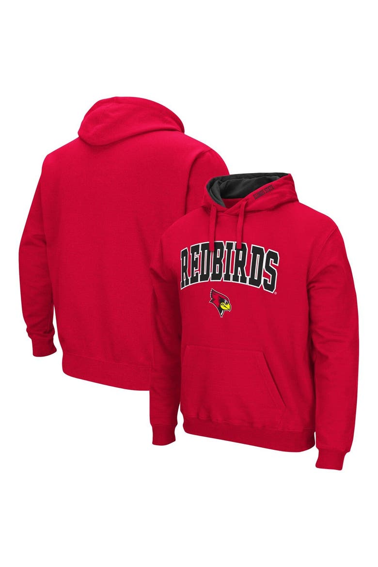 Men's Colosseum Red Illinois State Redbirds Arch and Logo Pullover Hoodie, Main, color, Red