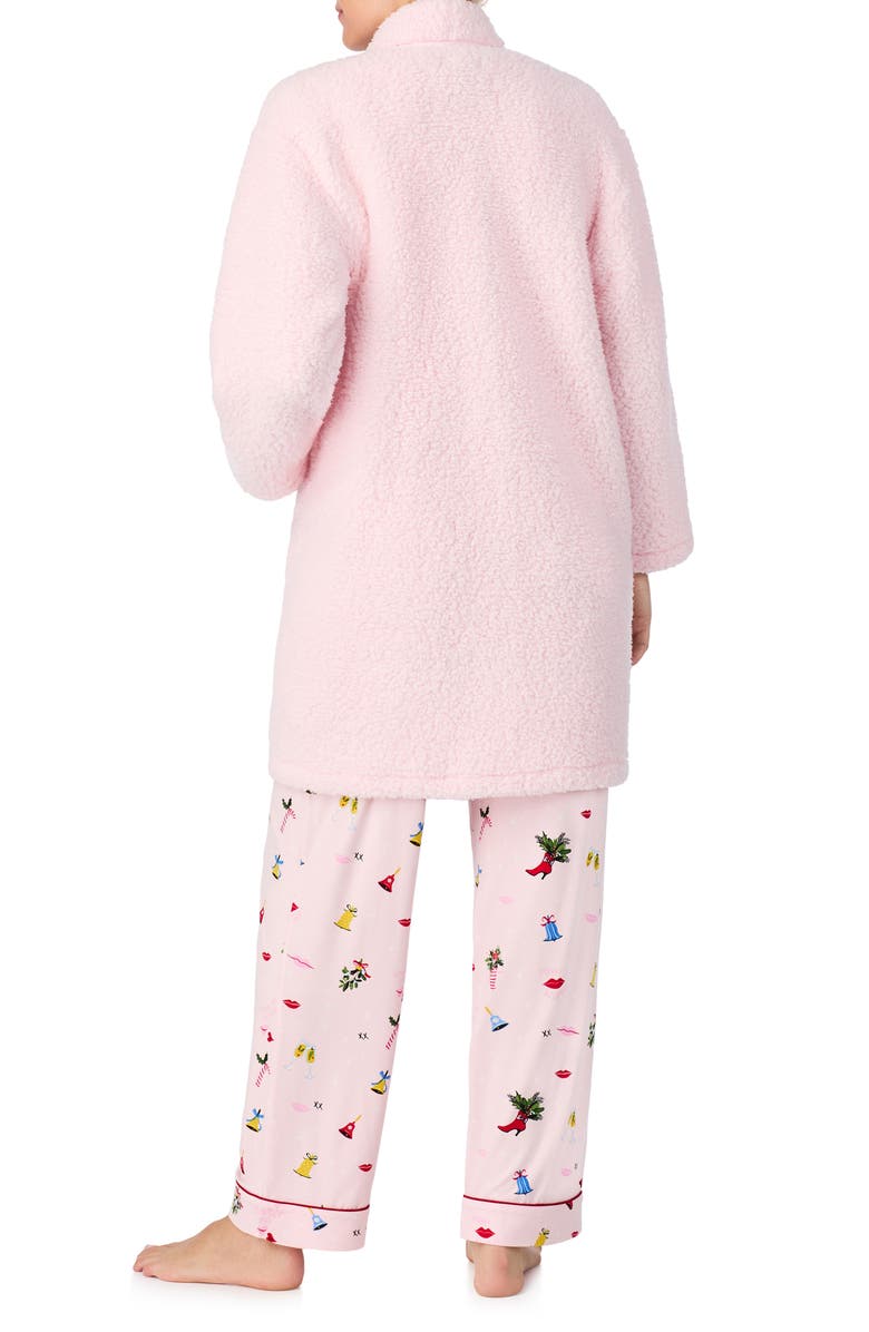 Kate Spade New York high pile fleece short robe, Alternate, color, 