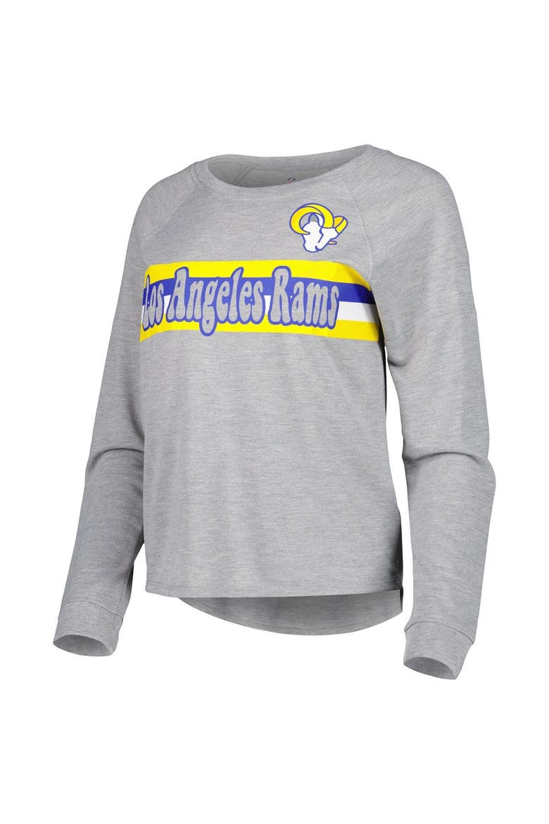 Juniors Heathered Gray Los Angeles Rams All Striped Up Raglan Long Sleeve T-Shirt, Alternate, color, Heather Gray