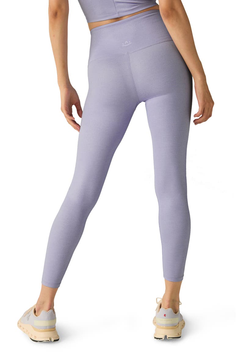 High Waist Rib Midi Leggings, Alternate, color, BLUE FROST