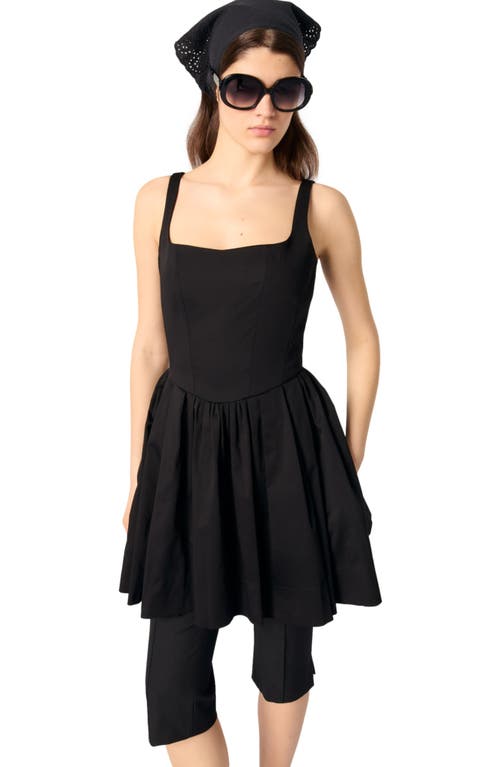 Maje Mini Knitted Babydoll Dress In Black