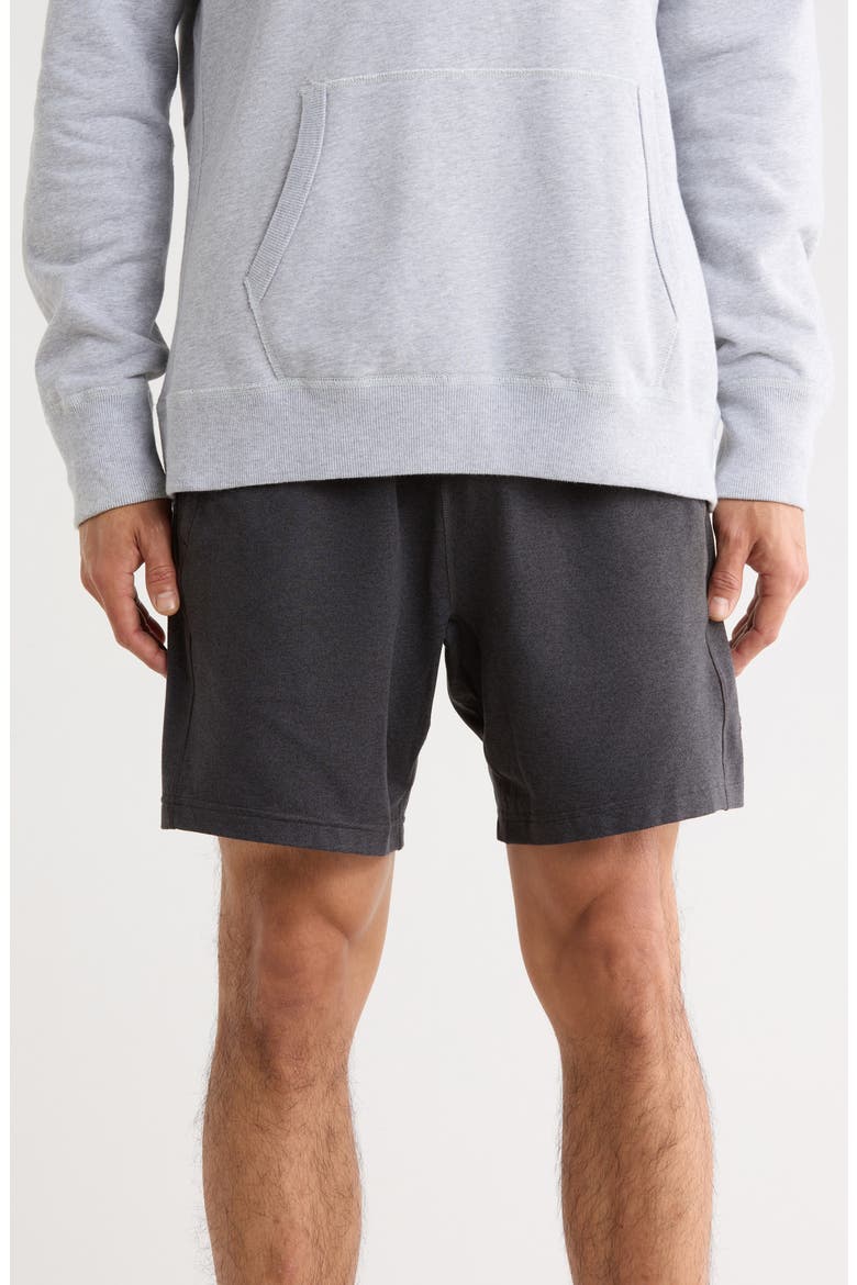 Recovery Brushed Jersey Shorts, Main, color, HEATHER BLACK