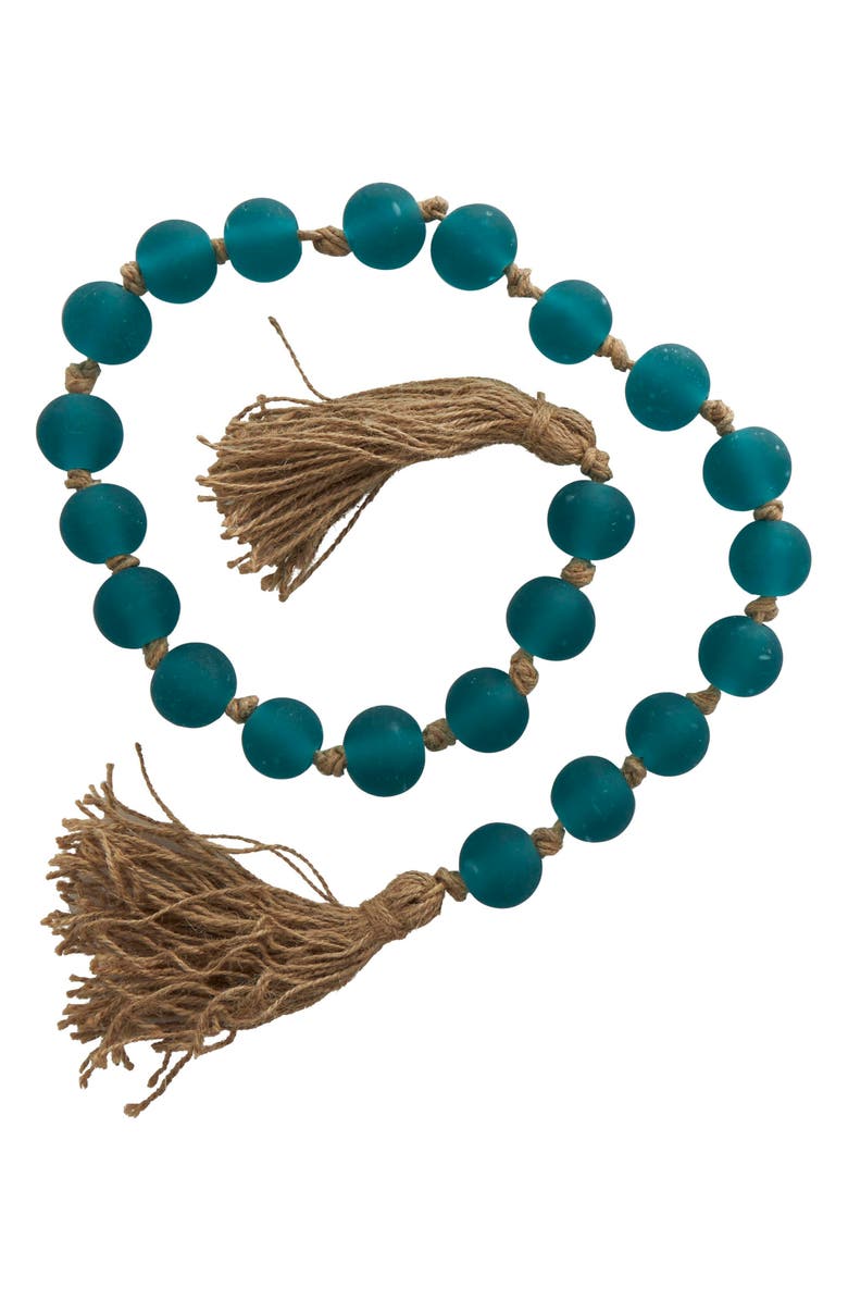 WILLOW ROW Bohemian Glass Beaded Tassel Garland, Main, color, Teal