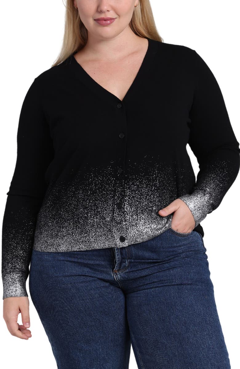MINNIE ROSE Gradient Metallic Cardigan, Main, color, Black/ Platinum