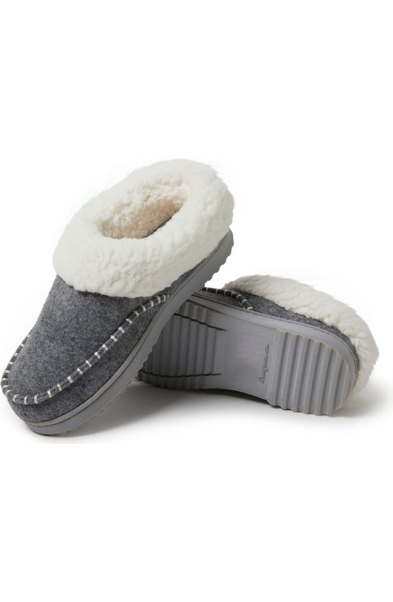 DEARFOAMS Nyla Felted Plaid Moccasin Toe Clog Slipper, Alternate, color, Light Heather Grey