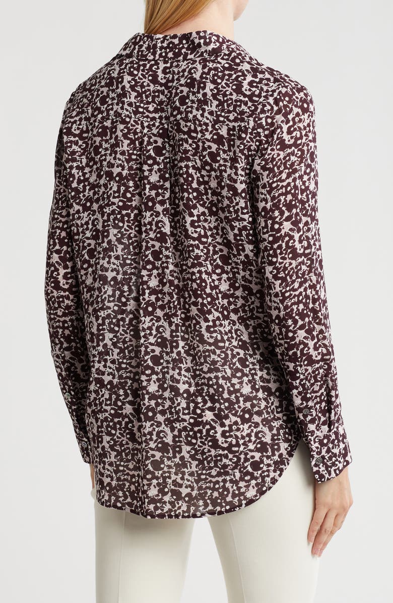 Theory Sunaya Floral Silk Button-Up Shirt, Alternate, color, Darkest Red Mulberry