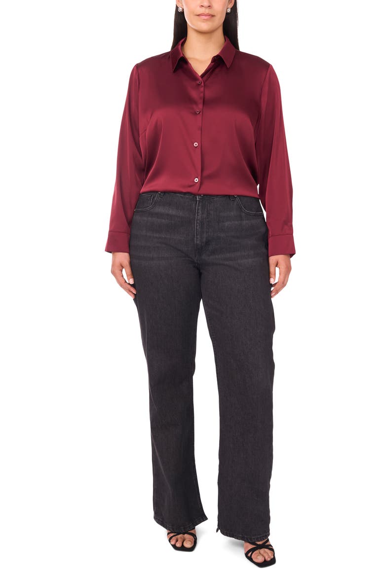 Long Sleeve Button-Down Shirt, Alternate, color, BLOOM PLUM
