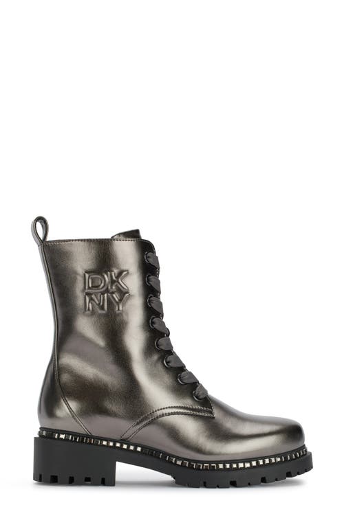 Dkny Rommily Lug Sole Combat Boot In Silver