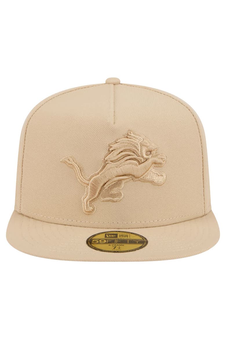 Men's New Era  Light Beige Detroit Lions Color Pack A-Frame 59FIFTY Fitted Hat, Alternate, color, Light Beige