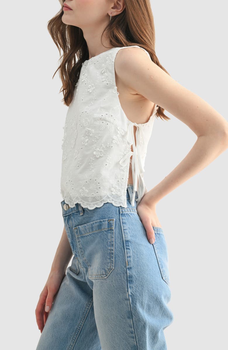 All in Favor Floral Eyelet Cotton Blend Tank, Alternate, color, 