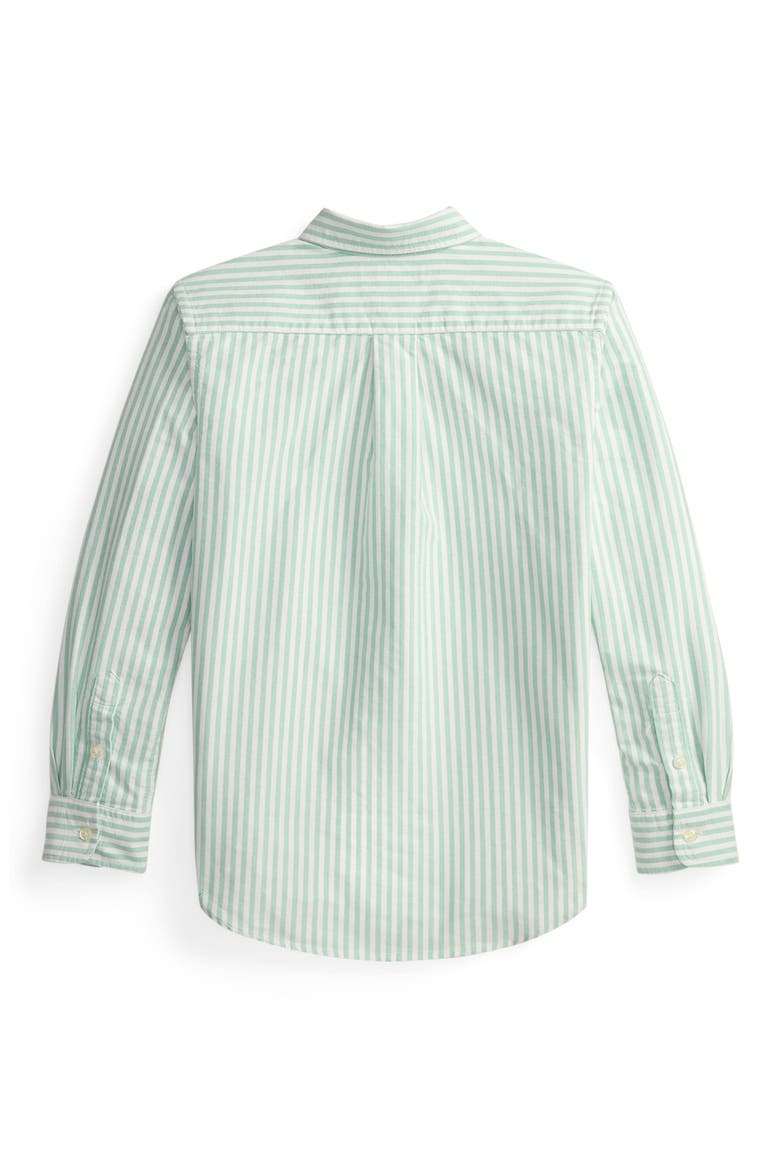 Kids' Stripe Embroidered Cotton Oxford Button-Down Shirt, Alternate, color, MULTI
