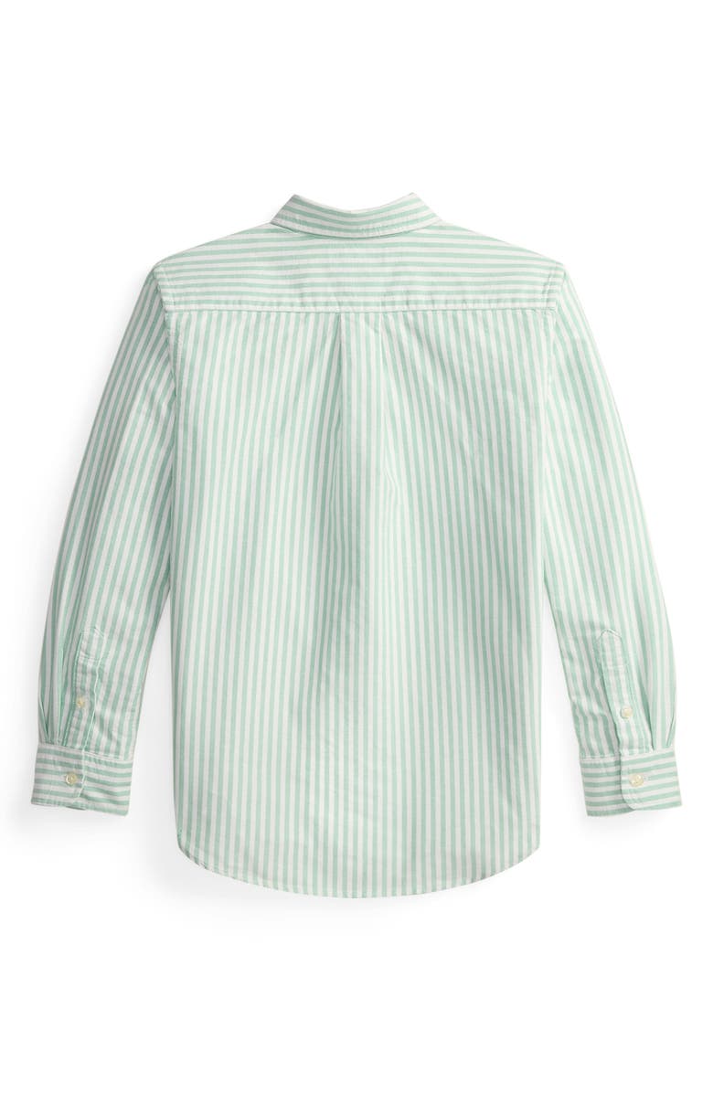 Polo Ralph Lauren Kids' Stripe Embroidered Cotton Oxford Button-Down Shirt, Alternate, color, Green White