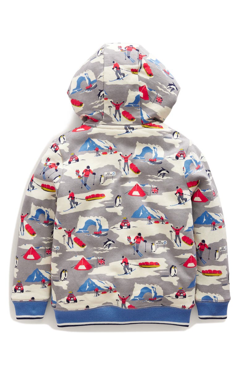Mini Boden Kids' Ski Print Fleece Lined Zip-Up Hoodie, Alternate, color, 
