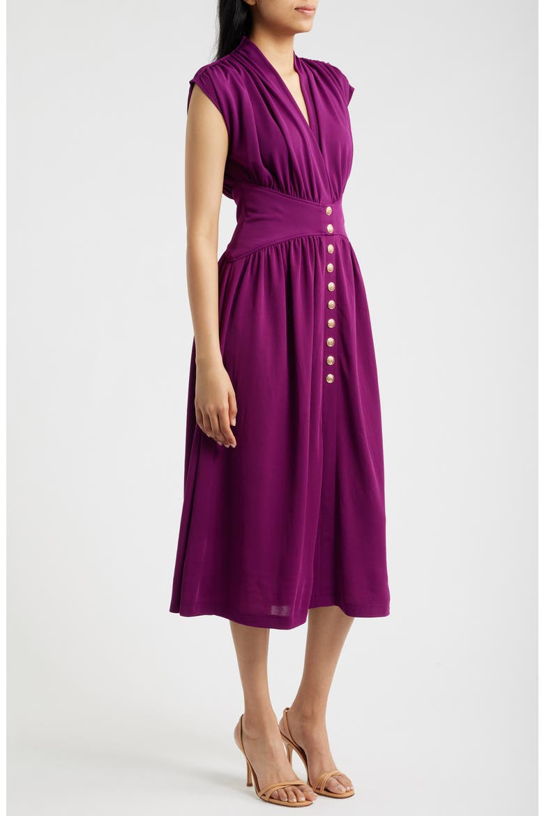 V-Neck Midi Dress, Alternate, color, BEET
