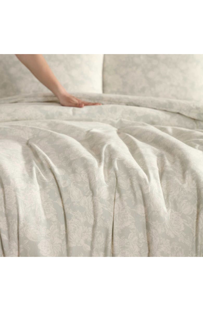 Laura Ashley Meredith Cotton Flannel Comforter & Sham Set, Alternate, color, Light Grey