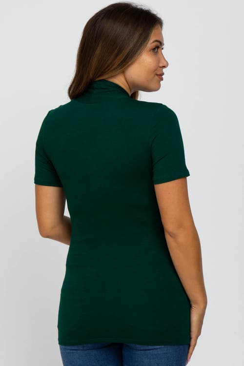 Pinkblush Solid Short Sleeve Wrap Front Nursing Top In Green