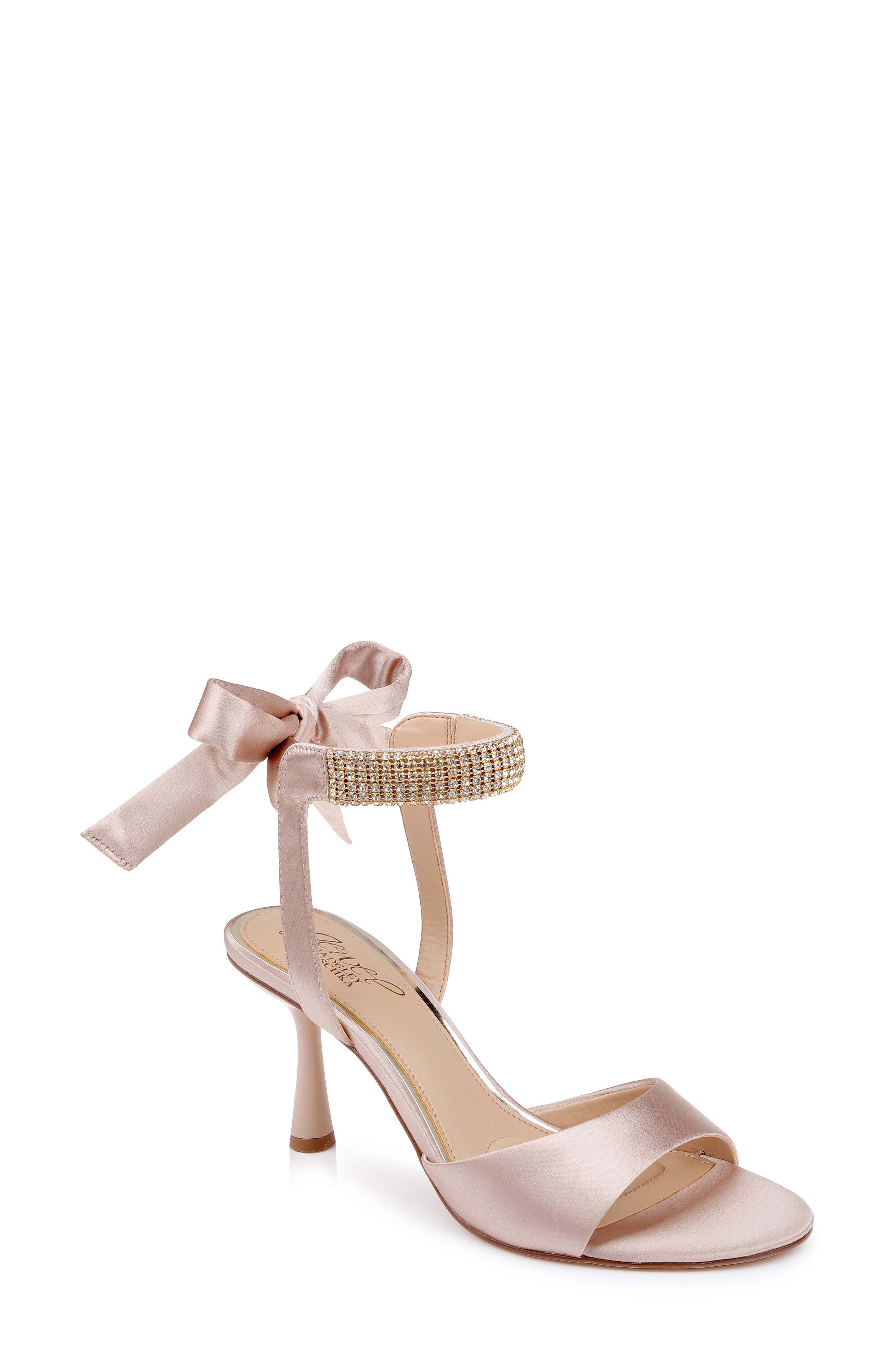 Blake Crystal Ankle Strap Sandal, Main, color, DARK NUDE SATIN