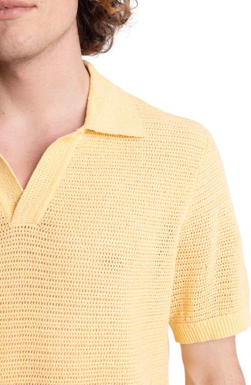 Paisley & Gray Open Knit Johnny Collar Polo In Yellow