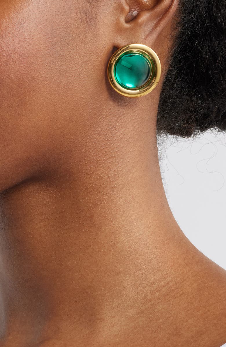 FRASIER STERLING Maldive Button Earrings, Alternate, color, Green