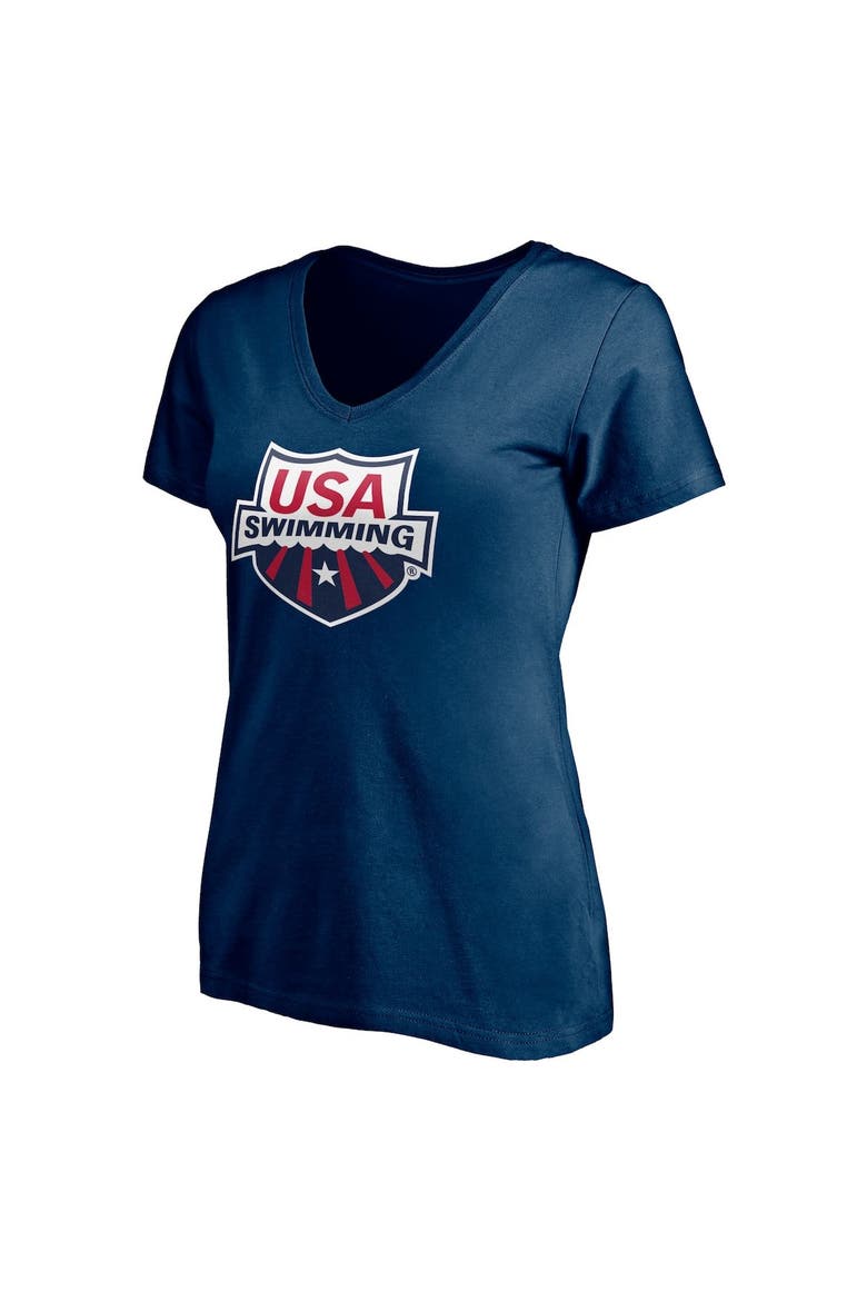 Women's Fanatics Navy USA Swimming Core Primary Logo V-Neck T-Shirt, Alternate, color, Navy