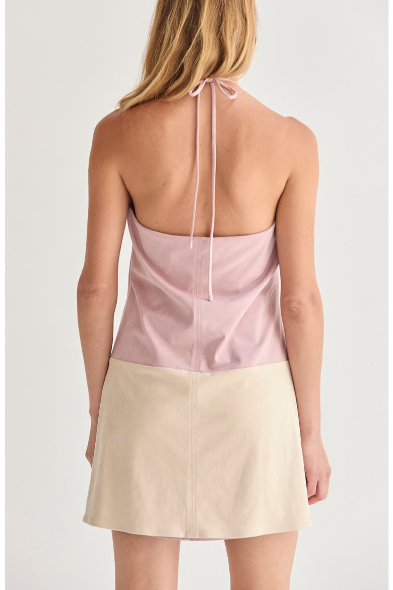 Suede Color Block Halter Mini Dress, Alternate, color, Pink