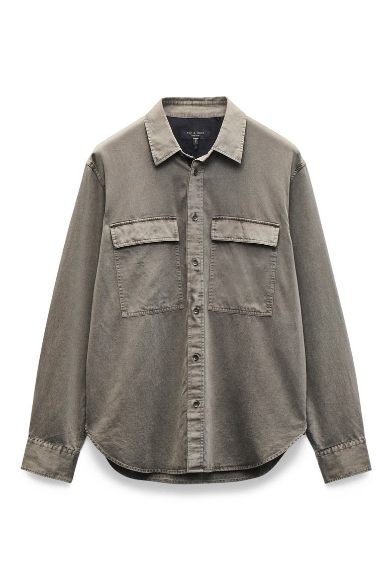 Finch Cotton & Lyocell Button-Up Overshirt, Alternate, color, BROWN