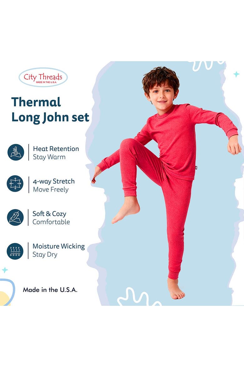 Baby Boys Soft & Cozy Thermal Long Johns 2-Piece Set, Alternate, color, Candy Apple