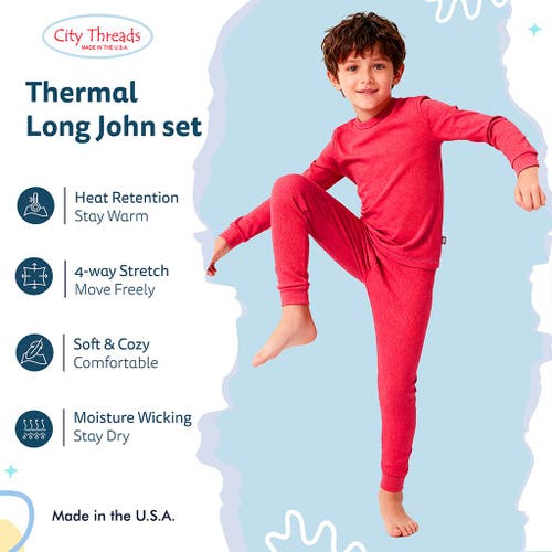 City Threads Boys Soft & Cozy Thermal Long Johns 2-piece Set In Red