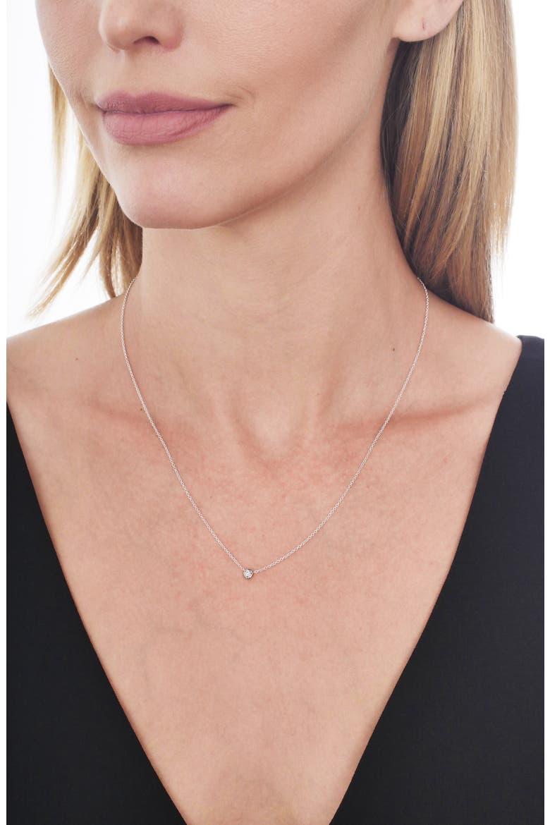 Petite Bezel Diamond Solitaire Necklace, Alternate, color, WHITE GOLD/ DIAMOND