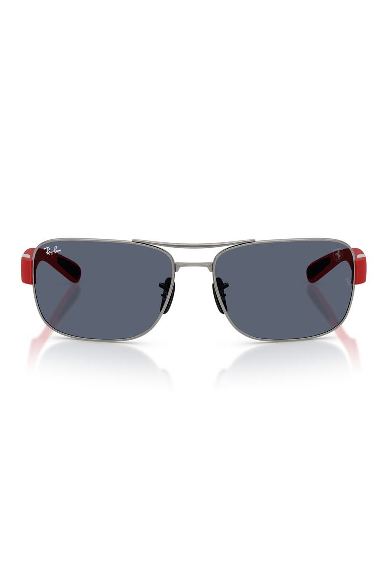 64mm Polarized Square Sunglasses, Main, color, GUNMETAL / DARK GREY