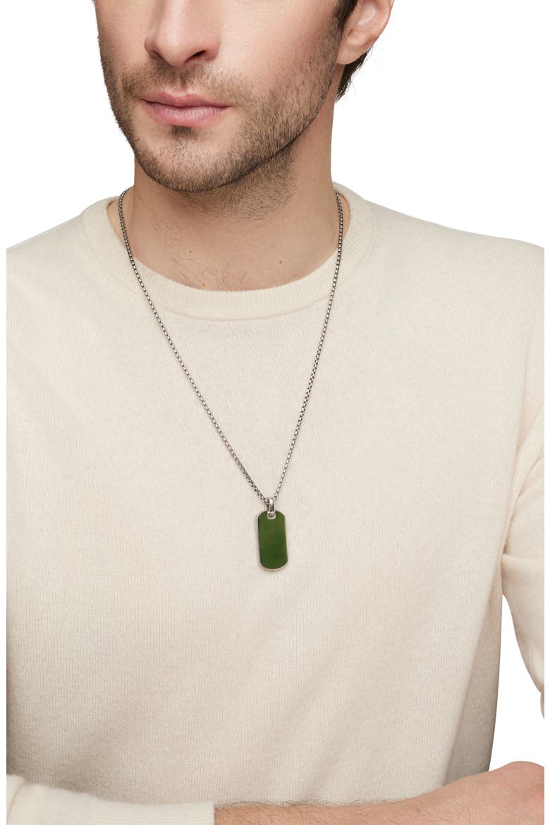 Jade Tag Pendant Necklace in Sterling Silver and Nephrite Jade, Alternate, color, JADE