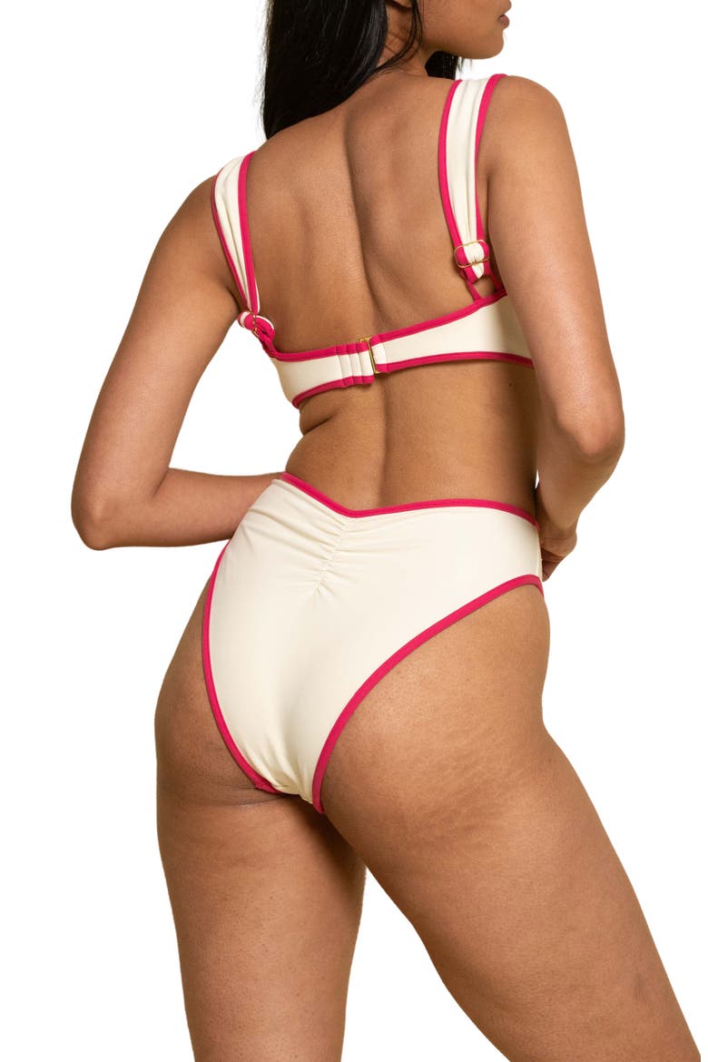 Victoria Bikini Top, Alternate, color, CREAM RASPBERRY BINDED