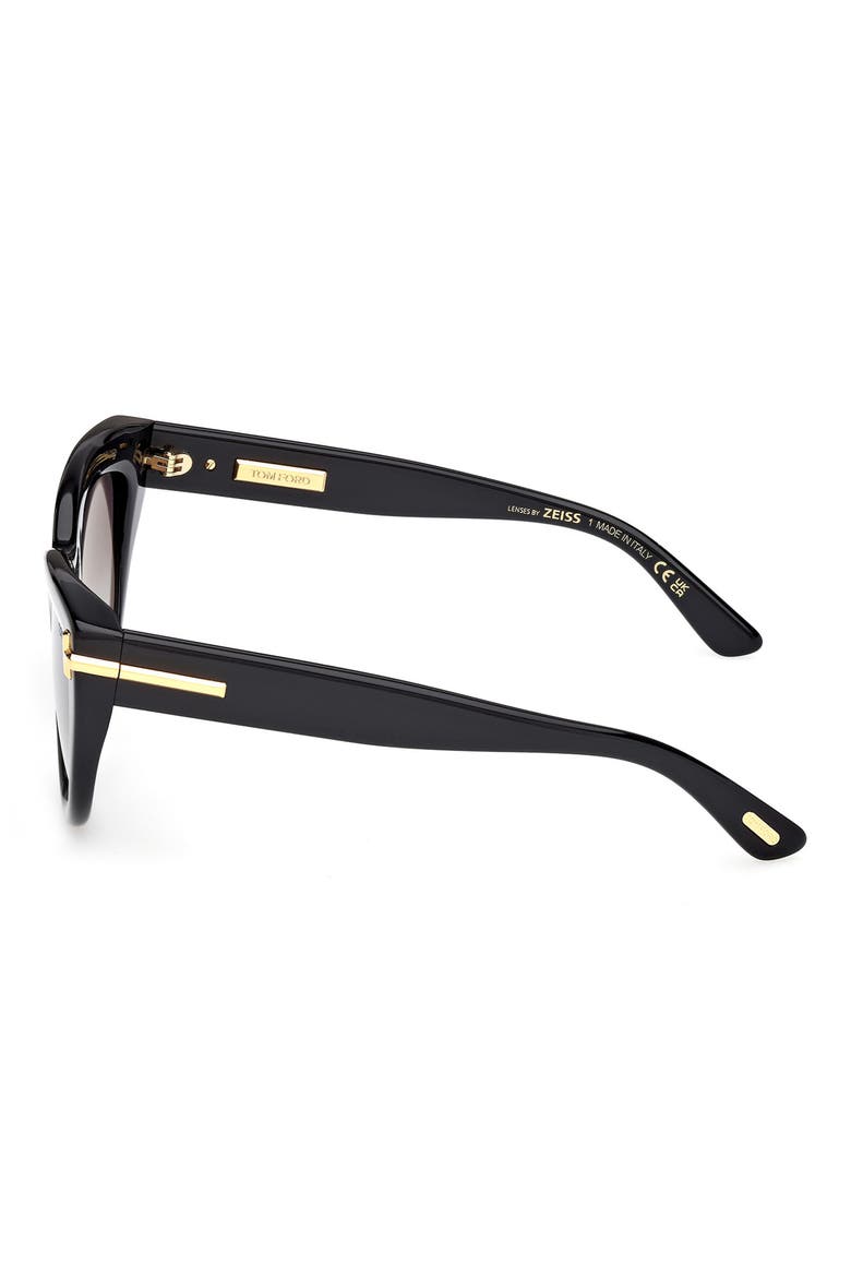 Icon 52mm Cat Eye Sunglasses, Alternate, color, SHINY BLACK BEVELED / SMOKE