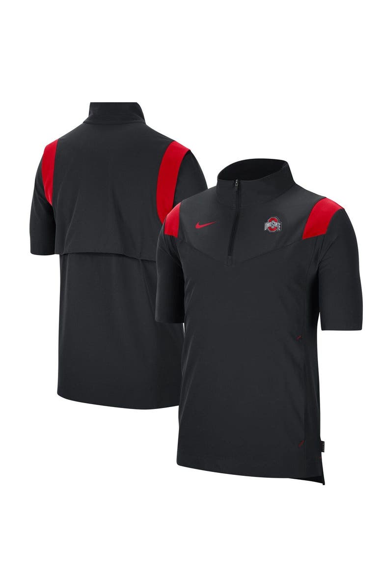 Nike Men's Nike Black Ohio State Buckeyes 2021 Coaches Short Sleeve Quarter-Zip Jacket, Main, color, 