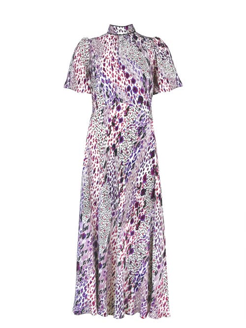 Ro&zo Elodie Pink Animal High Neck Dress In Pink
