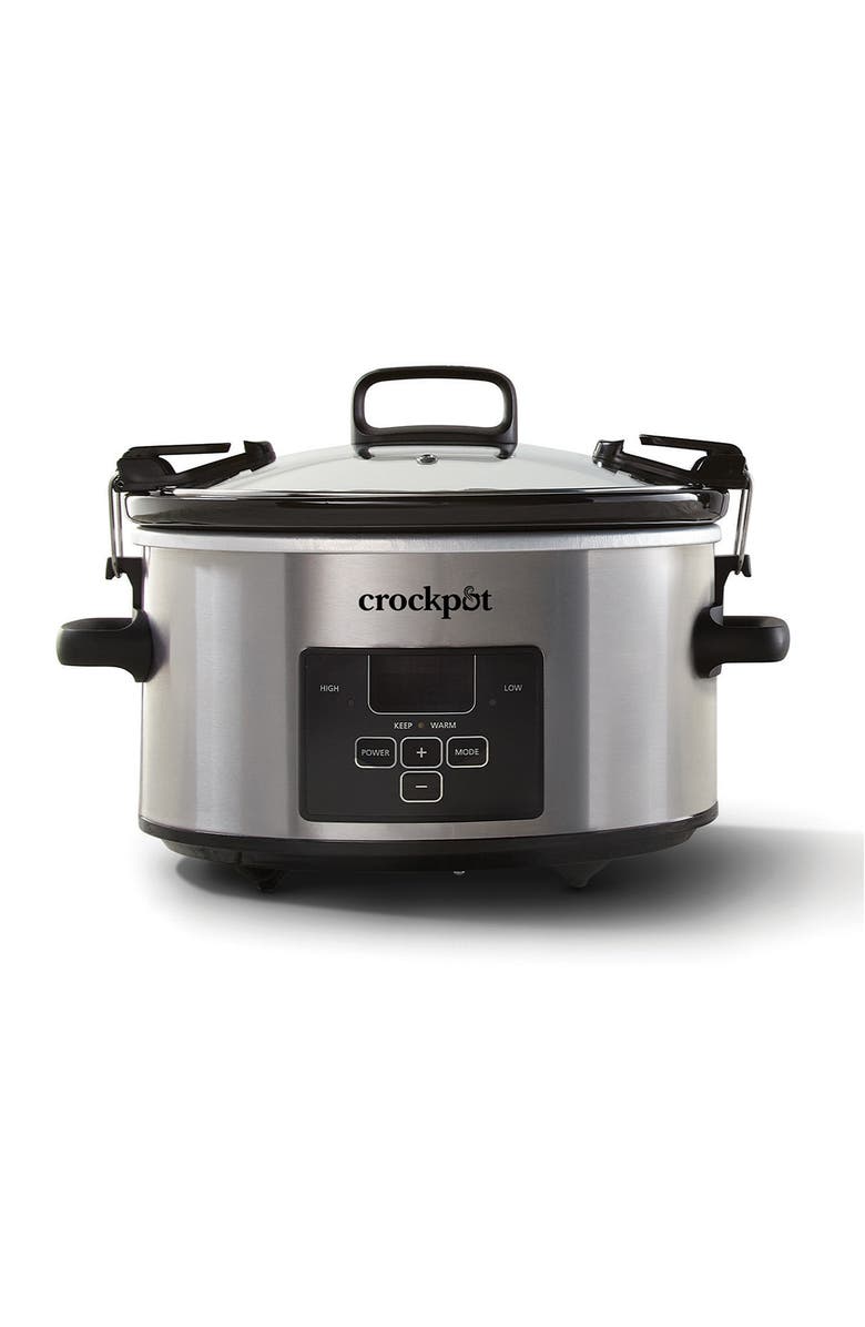 Crock-pot Programmable 4-Quart Cook & Carry Slow Cooker, Main, color, Stainless Steel