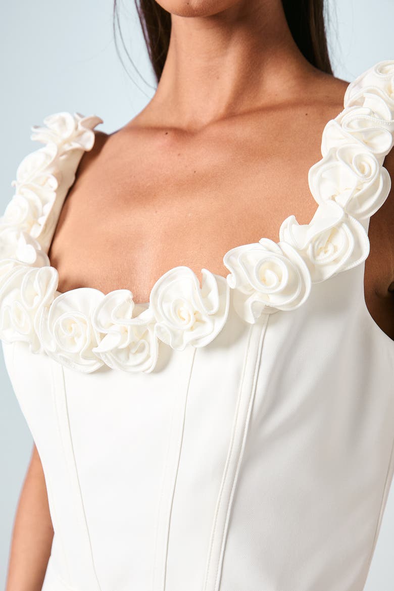 Square Neck 3D Flower Bridal Mini Dress, Alternate, color, Ivory