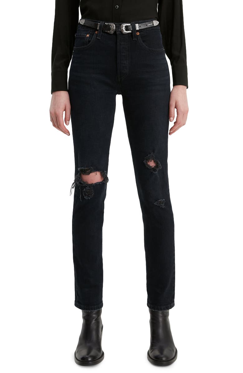 Levi's<sup>®</sup> 501<sup>®</sup> Ripped High Waist Ankle Skinny Jeans, Main, color, 