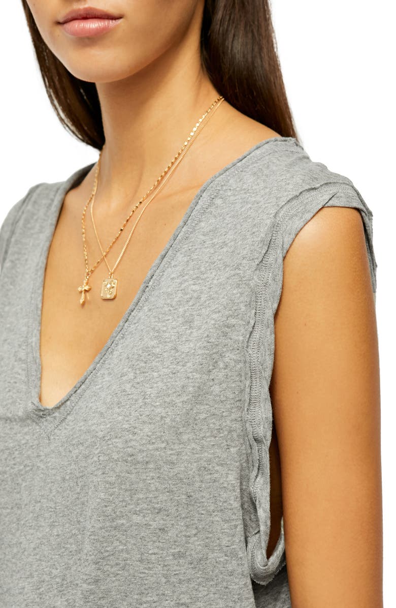 Free People Dreamy Raw Edge V-Neck Tank Top, Alternate, color, 