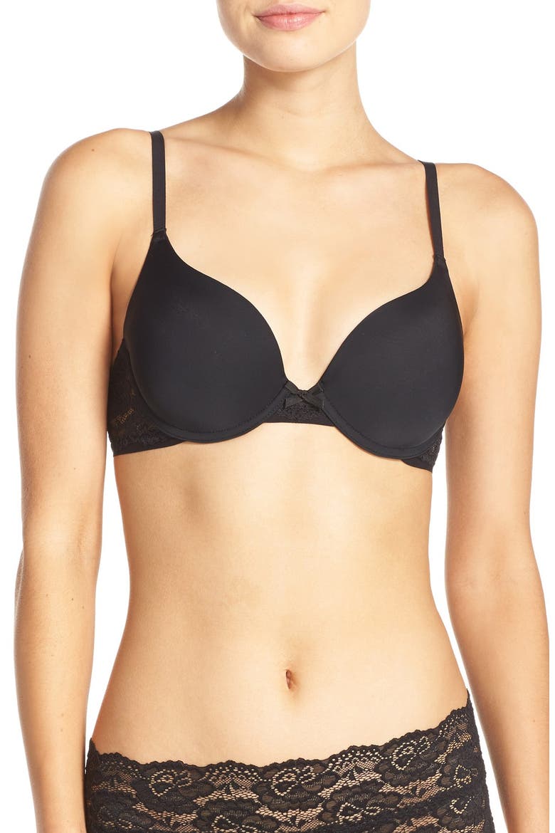 Goddess Underwire T-Shirt Bra, Main, color, BLACK